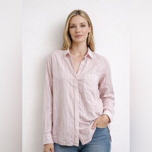 Grayson The Hero Striped Button Down Shirt Womens Long Sleeve Pink White Sz 5 XL